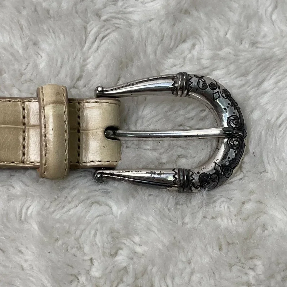 Brighton Women's Cream Crocodile Leather Belt Size Medium